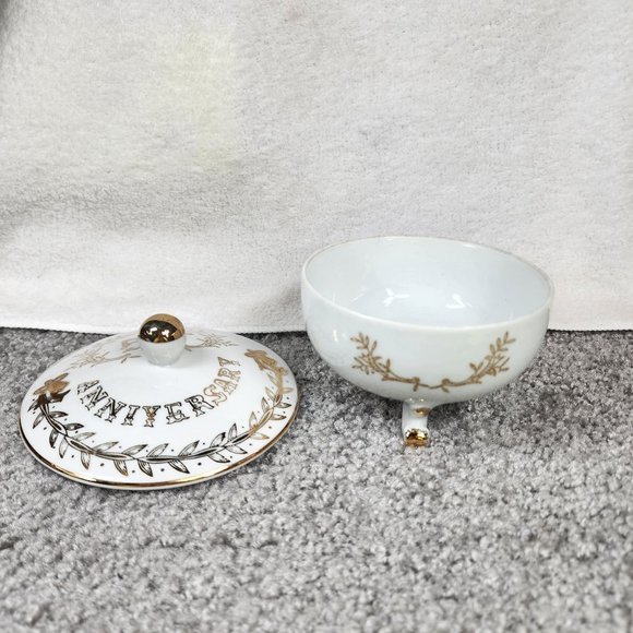 50th Anniversary Dish Trinket Box Candy Dish Lefton China Hand painted Japan - Picture 16 of 16